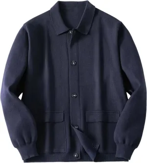 Men Winter Cardigan Sweater Fashion Solid Knitwear Long Sleeve Lapel Button Down Knitted Coat Male Tops