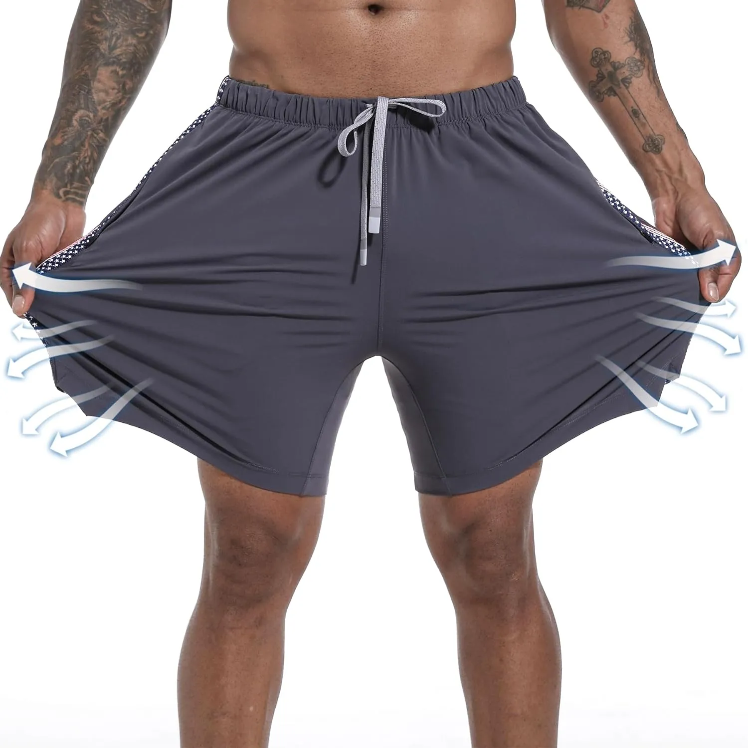 Men's Athletic Running Workout Shorts 7" Quick Dry Casual Sports Gym Exercise Shorts with Inner Pockets M-3XL