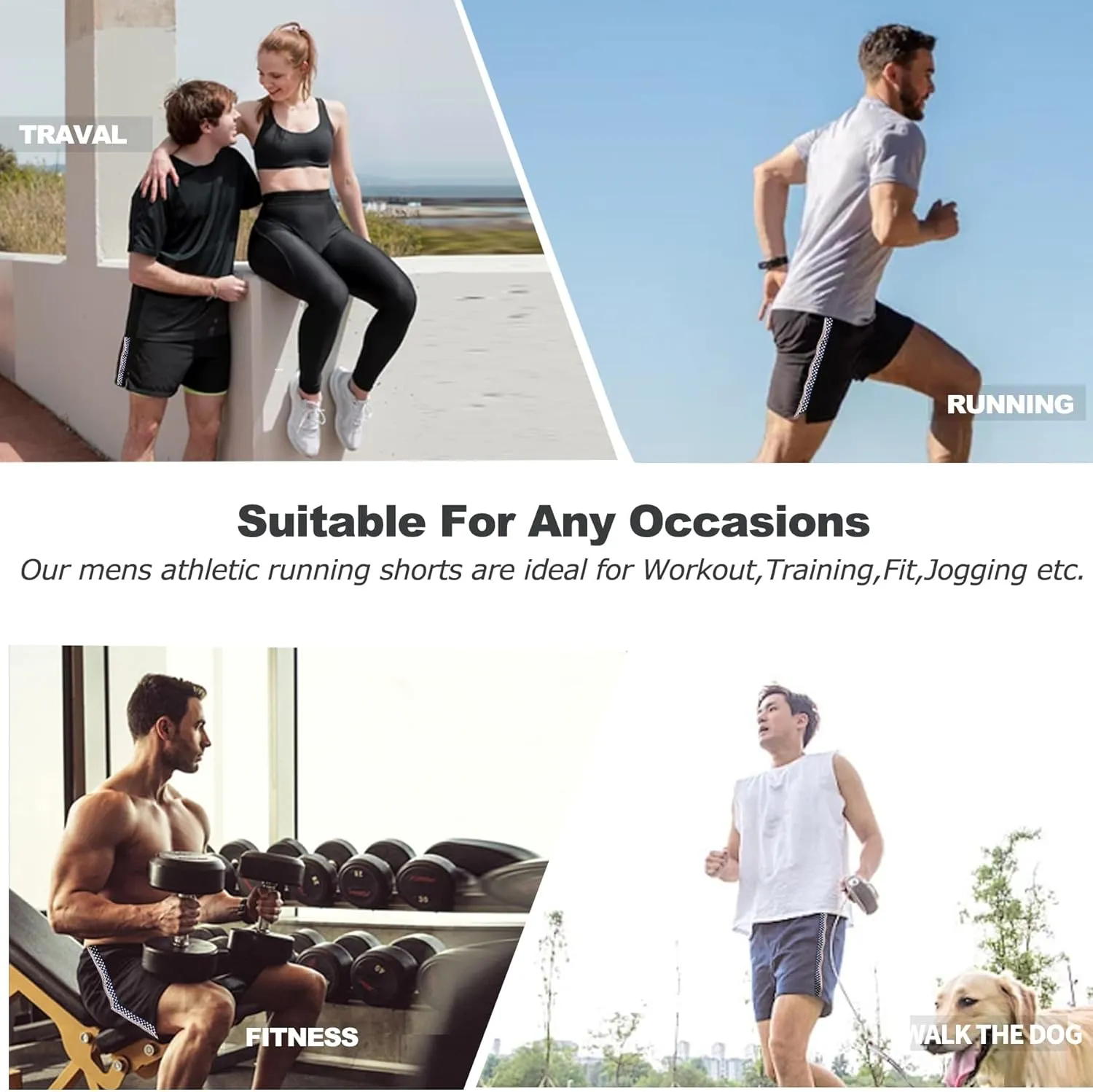 Men's Athletic Running Workout Shorts 7" Quick Dry Casual Sports Gym Exercise Shorts with Inner Pockets M-3XL