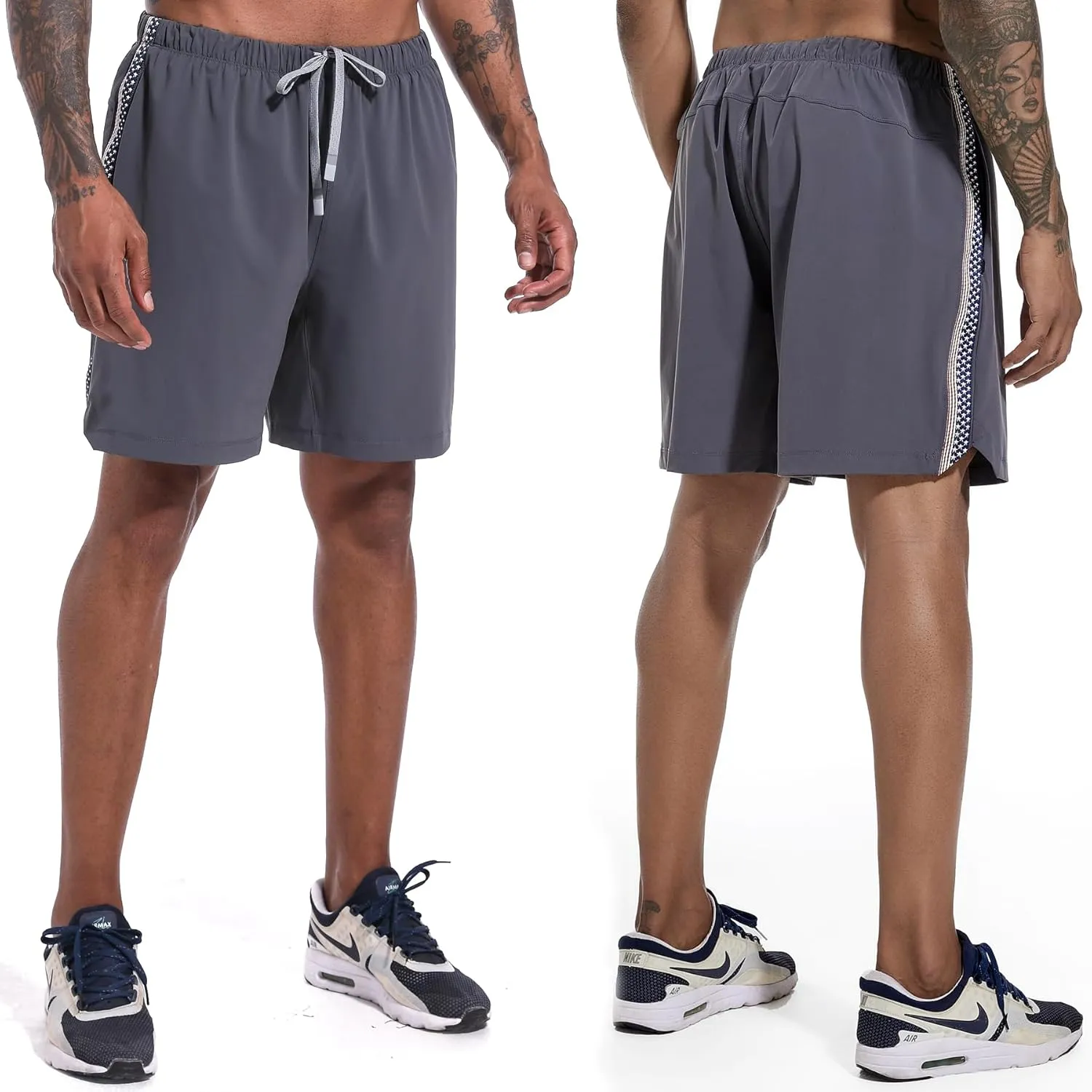 Men's Athletic Running Workout Shorts 7" Quick Dry Casual Sports Gym Exercise Shorts with Inner Pockets M-3XL