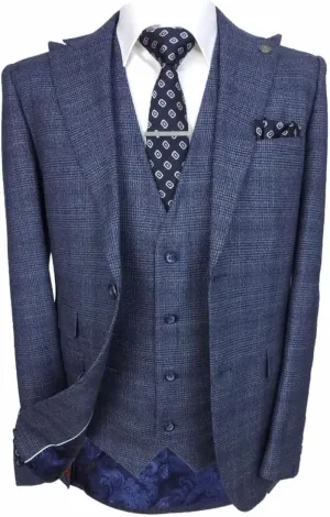 Mens Boys Retro Check Tweed Suits Tailored Fit Father and Son 3 Piece Set