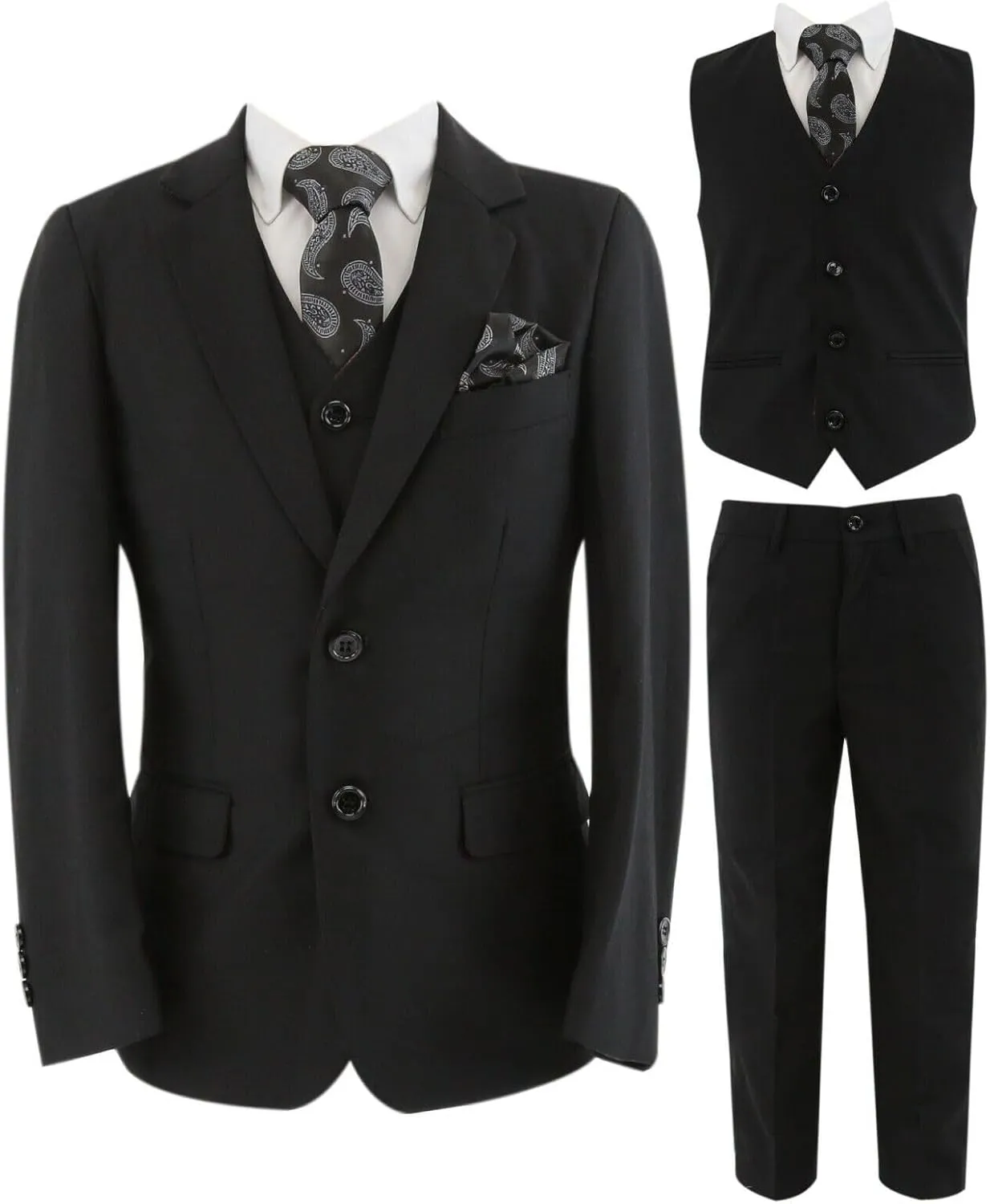 Mens Boys Tailored Fit Formal Suits Father and Son Matching 3 Piece Wedding Outfit