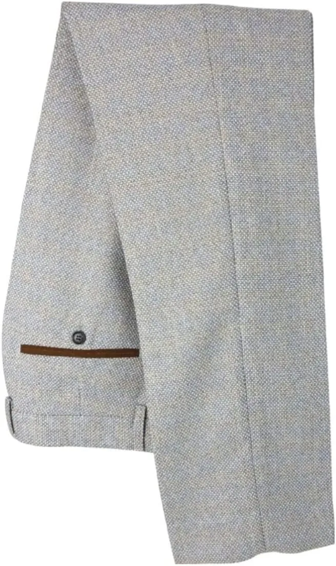 Mens Boys Tweed Textured Retro Suit Tailored Fit 3 Piece Wedding Outfit