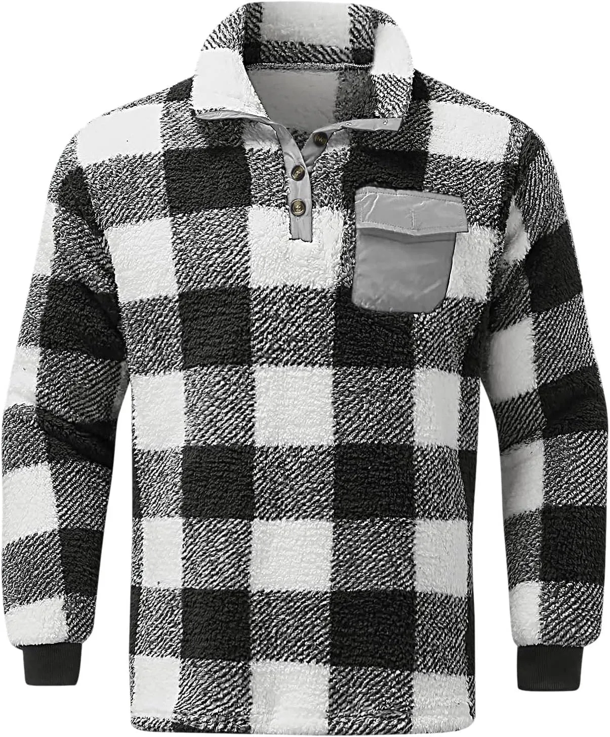 Mens Camo Tactical Sherpa Fleece Hooded Jackets Quarter Zip Long Sleeve Winter Warm Flannel Fleece Military Coats