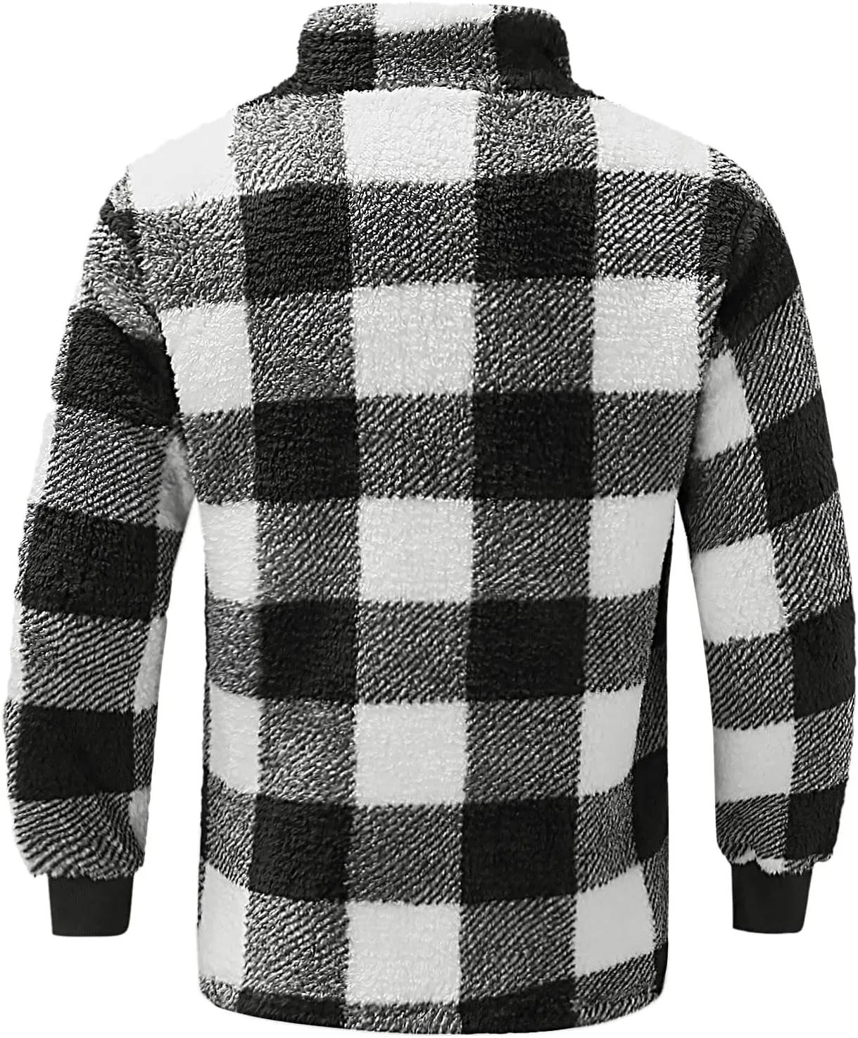 Mens Camo Tactical Sherpa Fleece Hooded Jackets Quarter Zip Long Sleeve Winter Warm Flannel Fleece Military Coats
