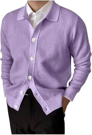 Men's Cardigan Shirt Casual Lapel Collar Knitted Sweater Button Down Long Sleeve Coat Resist The Cold Versatile Jacket