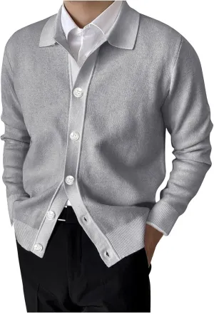 Men's Cardigan Shirt Casual Lapel Collar Knitted Sweater Button Down Long Sleeve Coat Resist The Cold Versatile Jacket