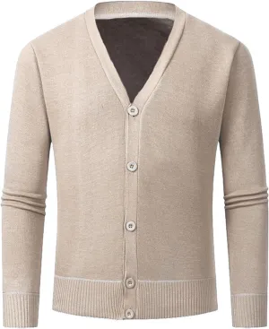 Men's Cardigan Sweater Long Sleeve Casual V Neck Button Down Knitted Sweaters Lightweight Solid Knitwear Jacket