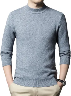 Men'S Cashmere Sweater Mock Neck Long Sleeve Sweater Knitted Pullover Slim Fit Warm Sweater