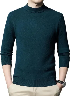 Men'S Cashmere Sweater Mock Neck Long Sleeve Sweater Knitted Pullover Slim Fit Warm Sweater