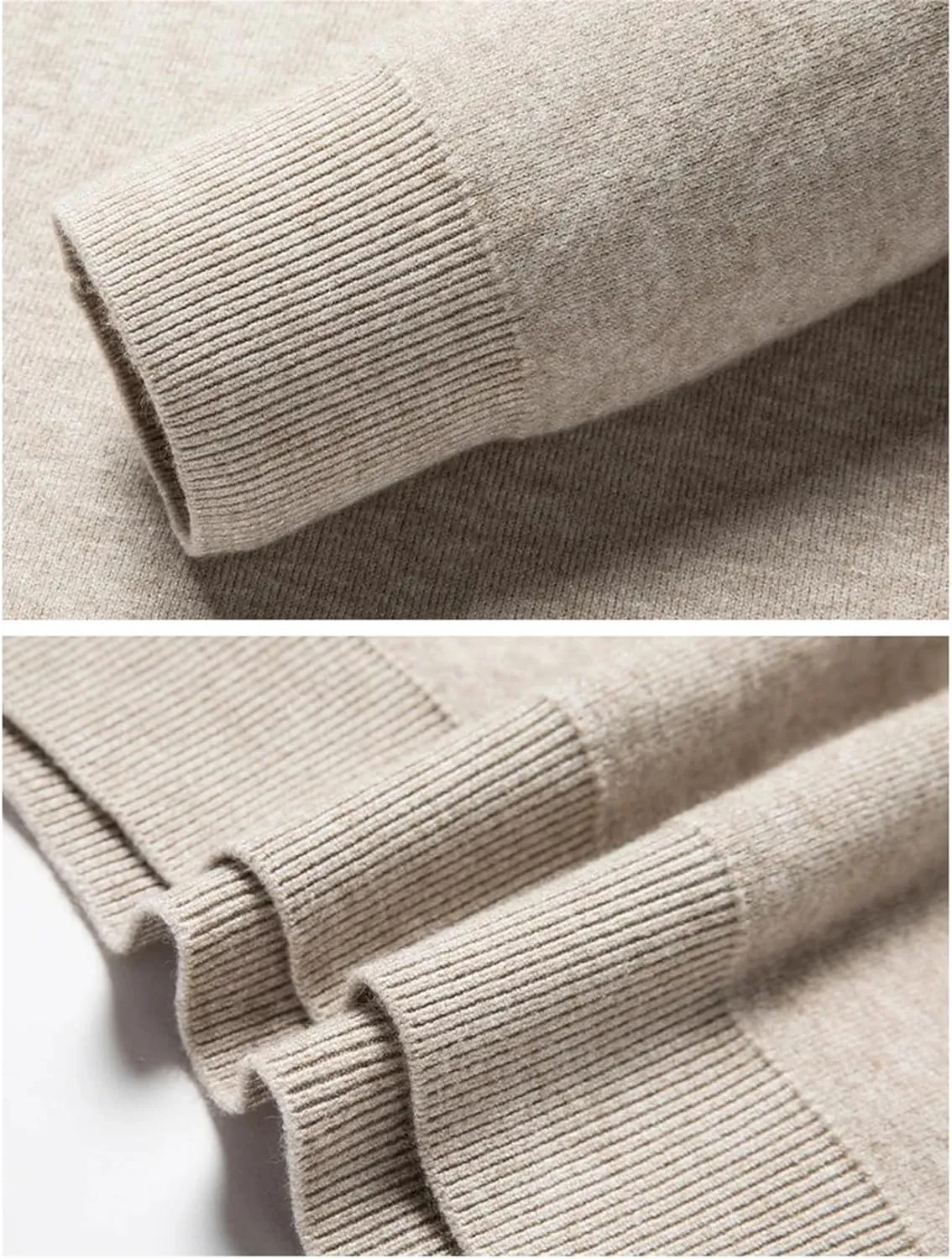 Men'S Cashmere Sweater Mock Neck Long Sleeve Sweater Knitted Pullover Slim Fit Warm Sweater