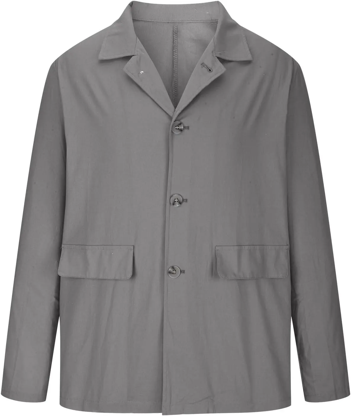 Men's Casual Blazer Jackets Lightweight Long Sleeve Cotton Linen Tailored Cardigan Coats Single-Breasted Suit Outwear