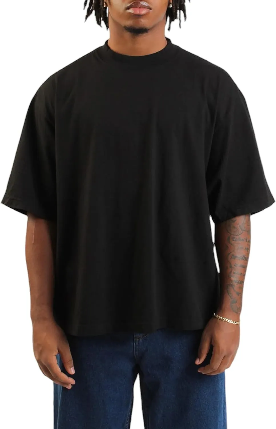 Men's Casual Oversized Heavyweight Drop Shoulder Garment Dye T-Shirt Tee Short Sleeve