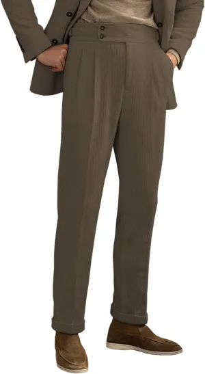 Men's Corduroy Pant Straight Fit Flat-Front Business Suit Pants