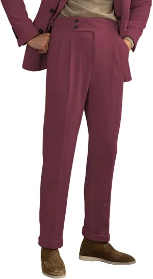Men's Corduroy Pant Straight Fit Flat-Front Business Suit Pants
