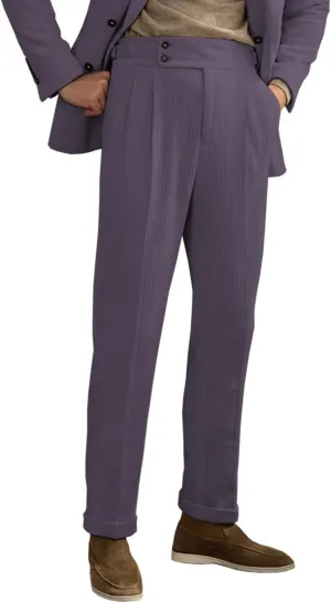 Men's Corduroy Pant Straight Fit Flat-Front Business Suit Pants