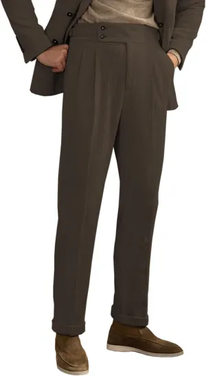 Men's Corduroy Pant Straight Fit Flat-Front Business Suit Pants