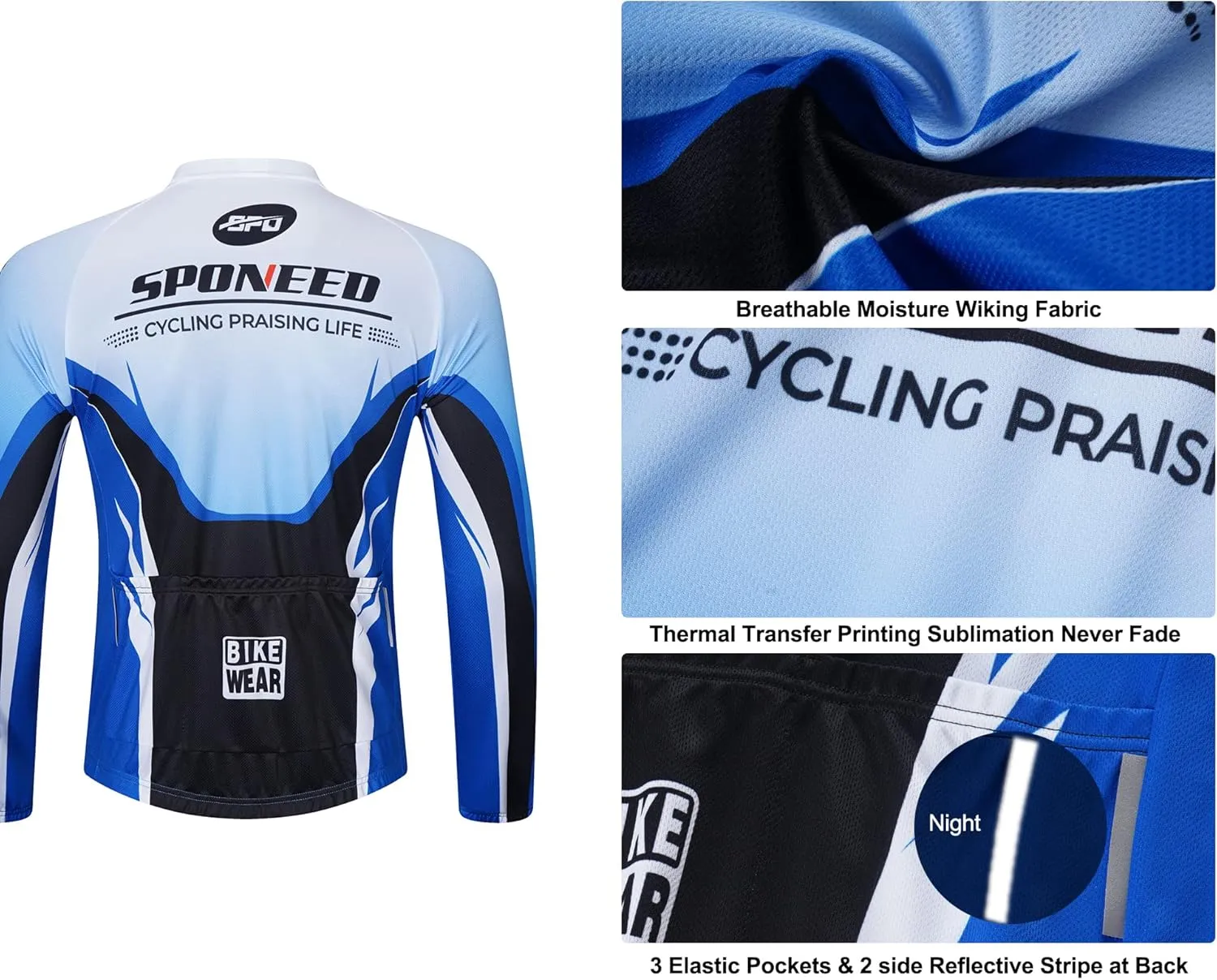 Men's Cycling Cothing Sets Long Sleeved Bicycle Jersey and Pants Kits Road Bike Cyclist Wear