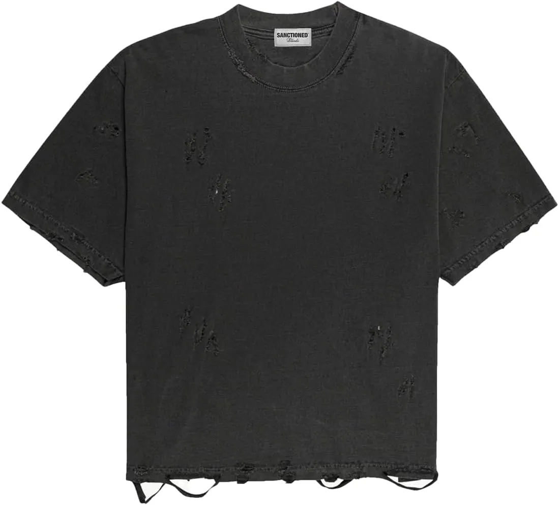 Men's Distressed Casual Oversized Heavyweight Drop Shoulder Garment Dye T-Shirt Tee Short Sleeve