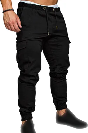 Mens Fashion Joggers Sports Pants Casual Cotton Cargo Running Sweatpants Gym Long Trousers Pant