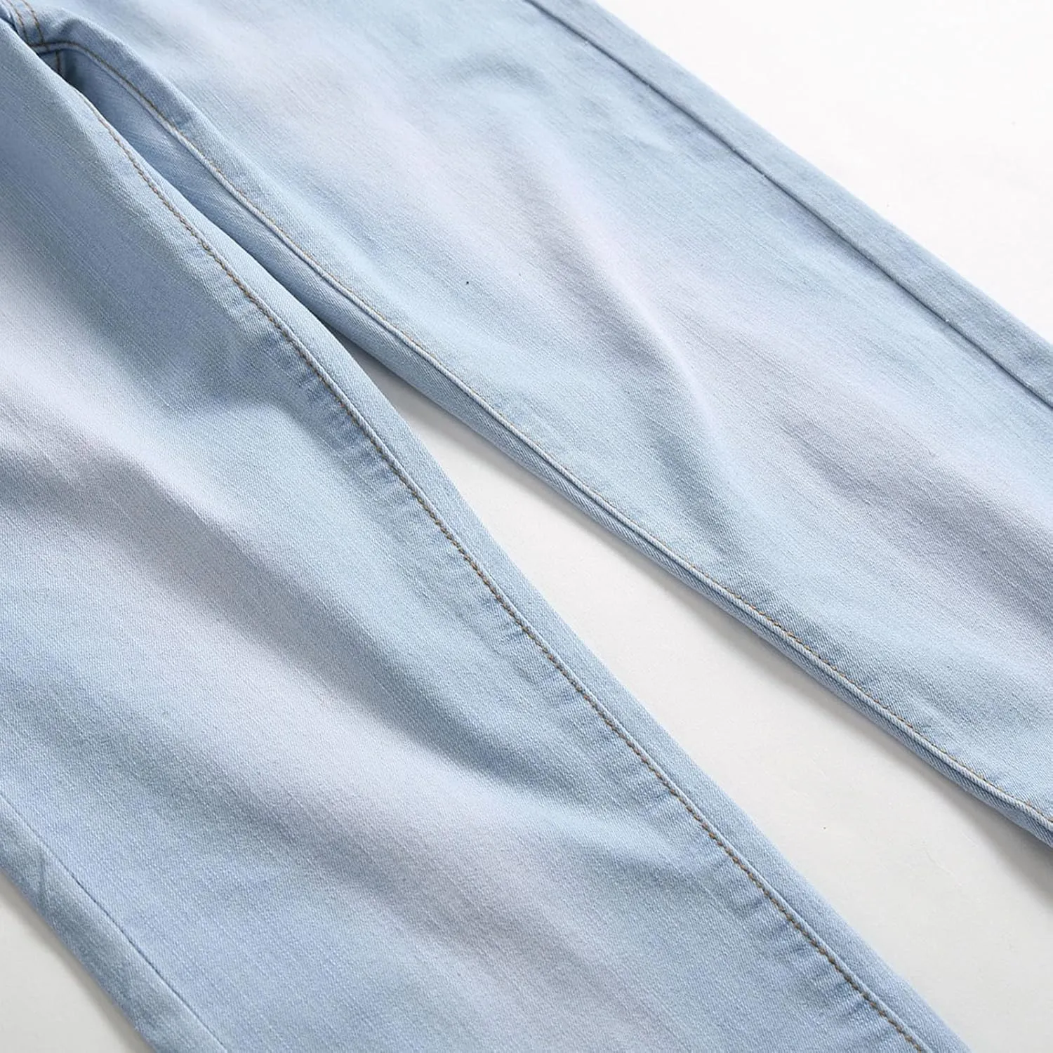 Mens Jeans Solid Regular Fit Mid Rise Straight Leg Elastic Waist Casual Trousers Work Denim Pants