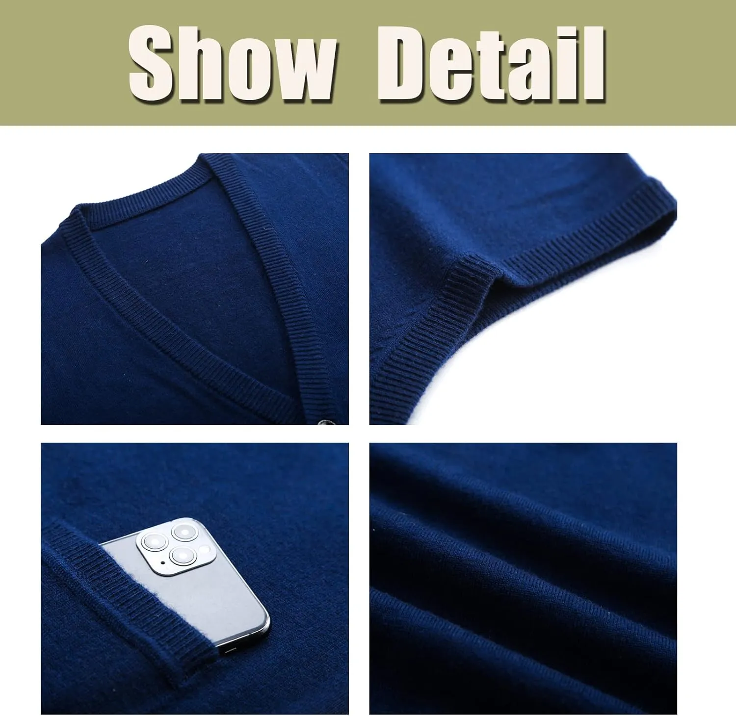 Mens Knitted Sweater Vest Full Front Button Closure Classic V-Neck Wool Sleeveless Cardigan Gentleman Knitwear Winter