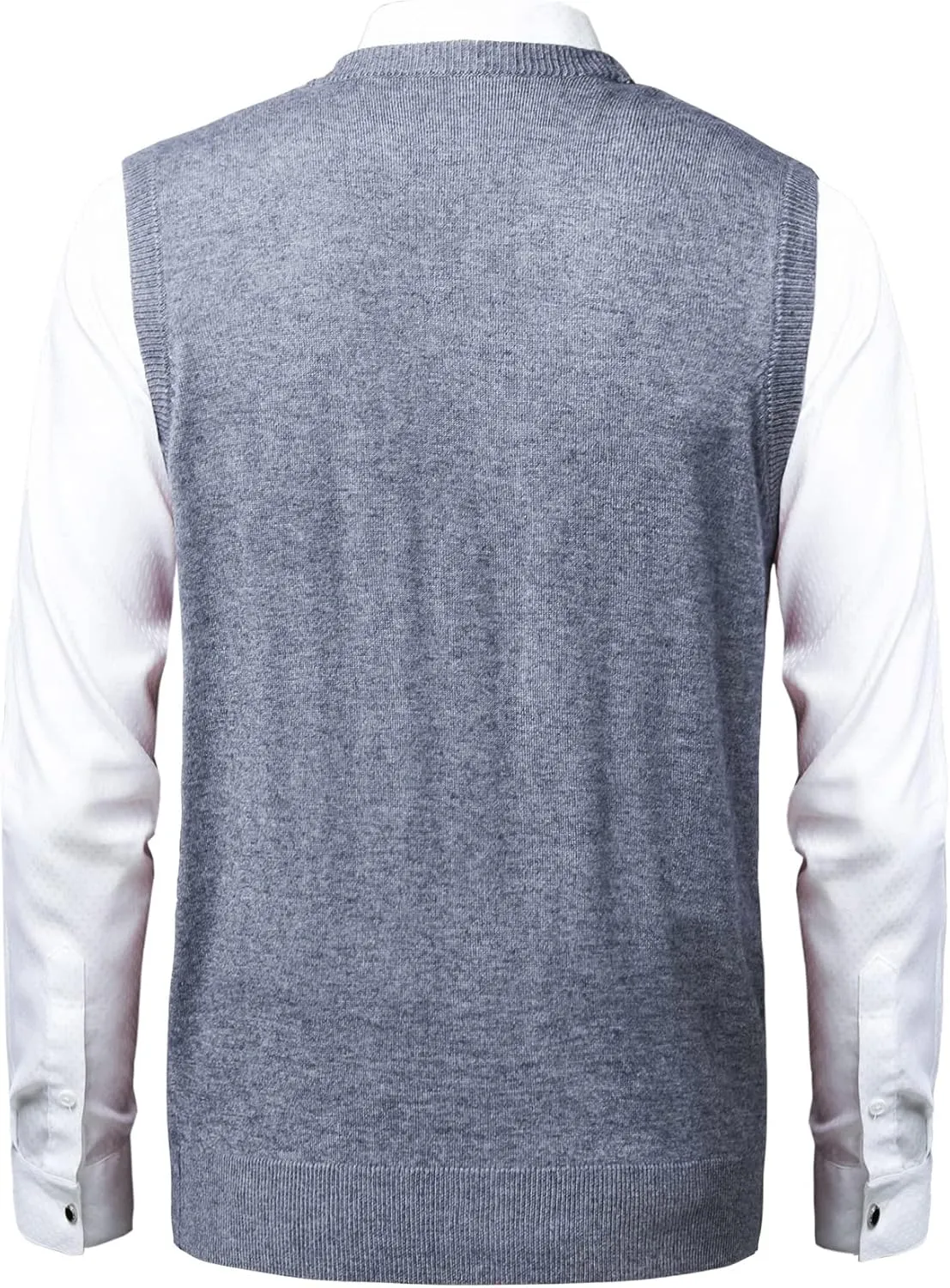 Mens Knitted Sweater Vest Full Front Button Closure Classic V-Neck Wool Sleeveless Cardigan Gentleman Knitwear Winter