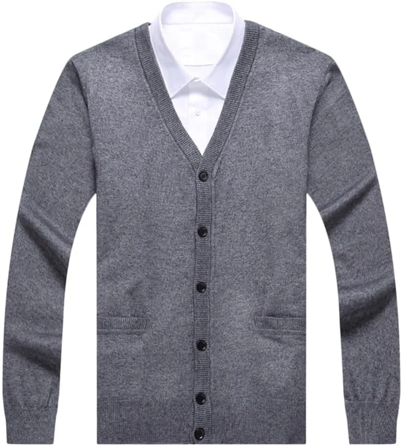 Men's Knitwear Cardigan Solid V Neck Sweater Coat Casual Slim Fit Jumpers