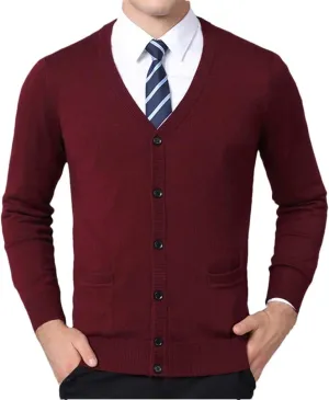 Men's Knitwear Cardigan Solid V Neck Sweater Coat Casual Slim Fit Jumpers