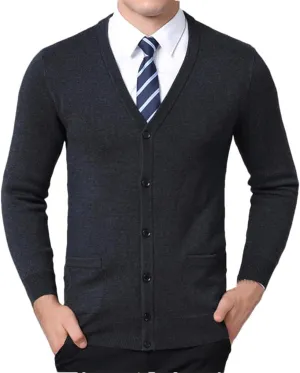 Men's Knitwear Cardigan Solid V Neck Sweater Coat Casual Slim Fit Jumpers