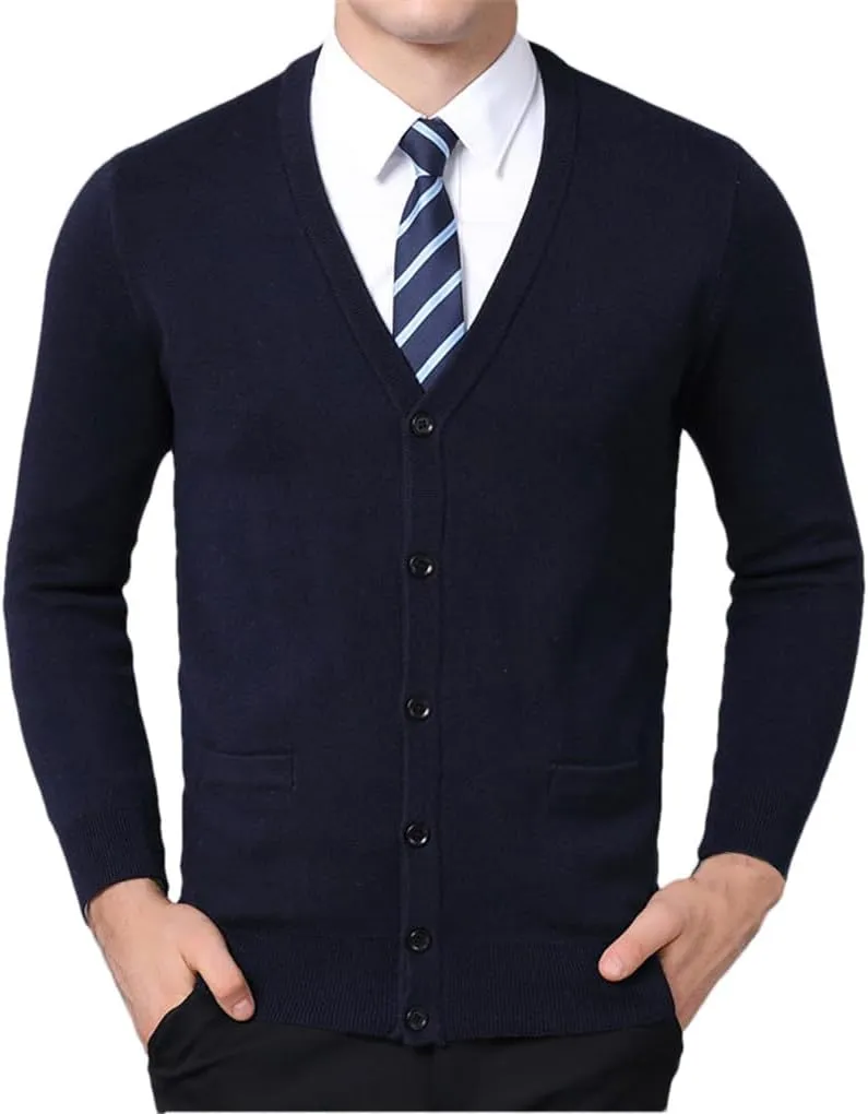 Men's Knitwear Cardigan Solid V Neck Sweater Coat Casual Slim Fit Jumpers
