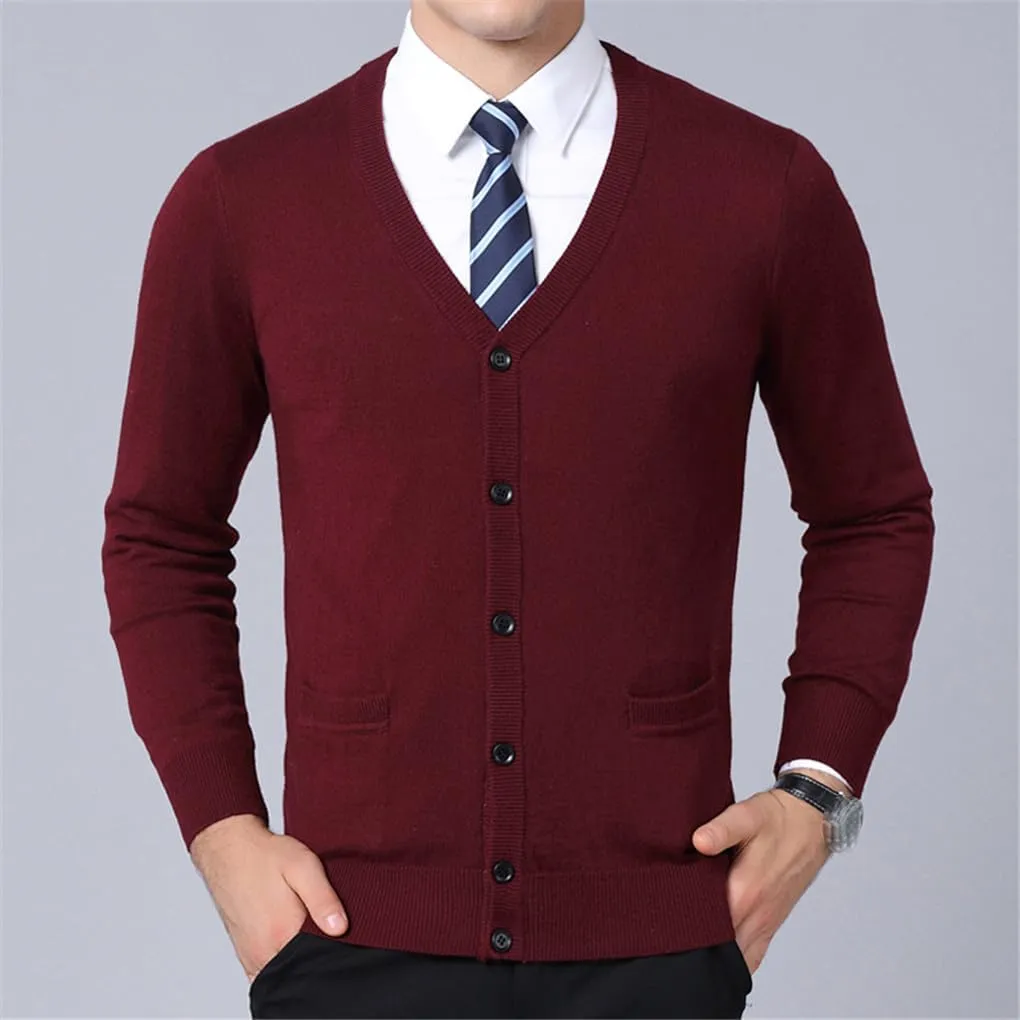 Men's Knitwear Cardigan Solid V Neck Sweater Coat Casual Slim Fit Jumpers
