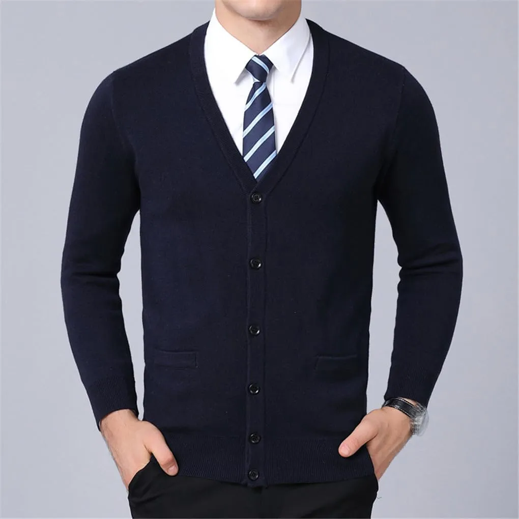 Men's Knitwear Cardigan Solid V Neck Sweater Coat Casual Slim Fit Jumpers