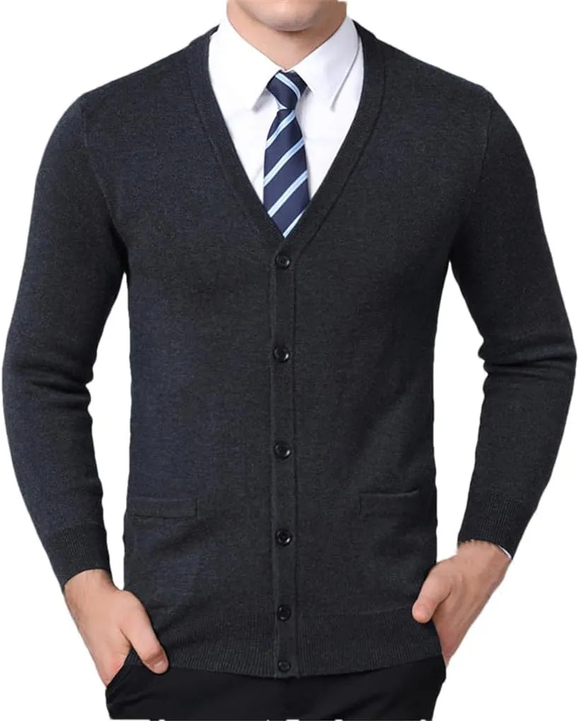 Men's Knitwear Cardigan Solid V Neck Sweater Coat Casual Slim Fit Jumpers