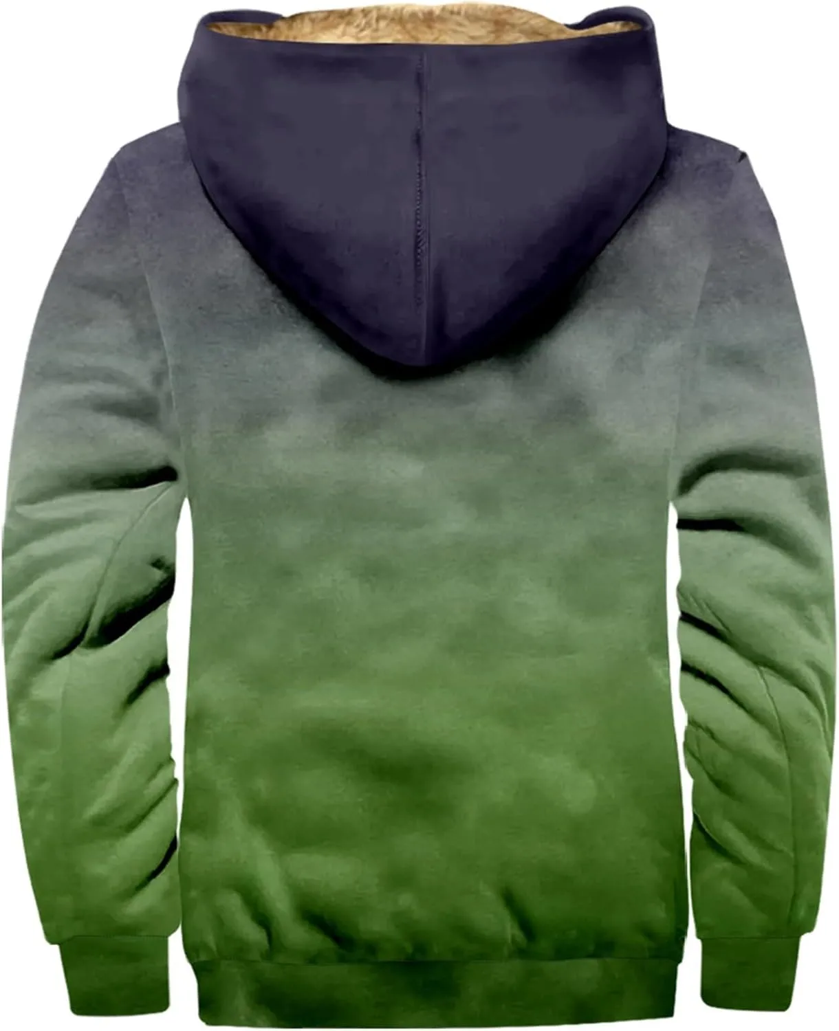 Mens Patchwork Flannel Hooded Jackets Zip Up Sherpa Fleece Lined Warm Hoodies Big and Tall Fuzzy Winter Coats