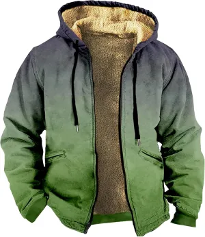 Mens Patchwork Flannel Hooded Jackets Zip Up Sherpa Fleece Lined Warm Hoodies Big and Tall Fuzzy Winter Coats