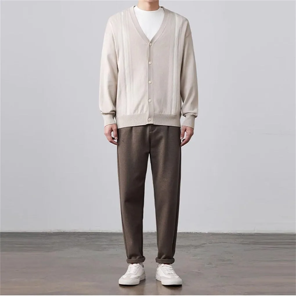 Men's Streetwear Retro Long Sleeve Cardigan Sweater Patchwork Leisure V Neck Button-Down Knitwear