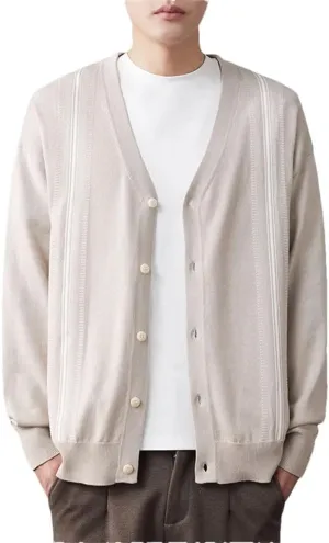 Men's Streetwear Retro Long Sleeve Cardigan Sweater Patchwork Leisure V Neck Button-Down Knitwear