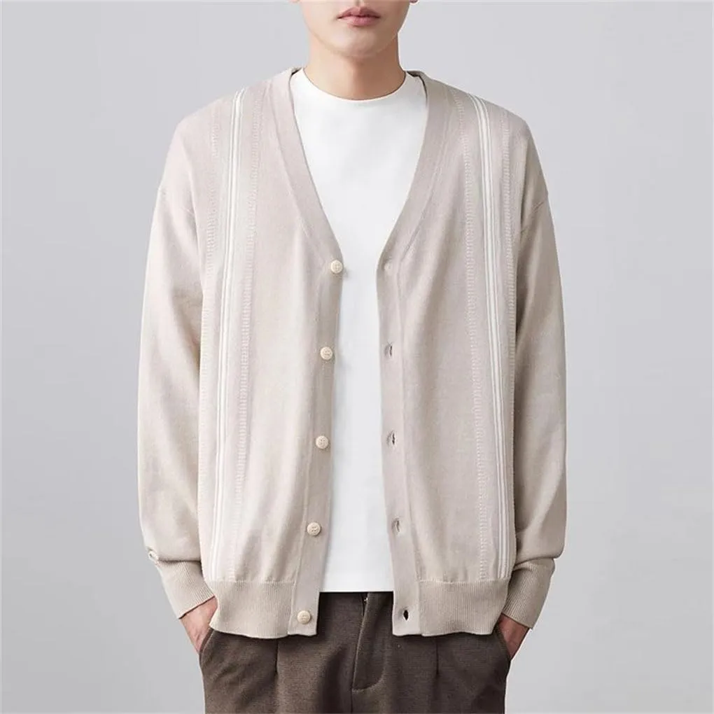 Men's Streetwear Retro Long Sleeve Cardigan Sweater Patchwork Leisure V Neck Button-Down Knitwear