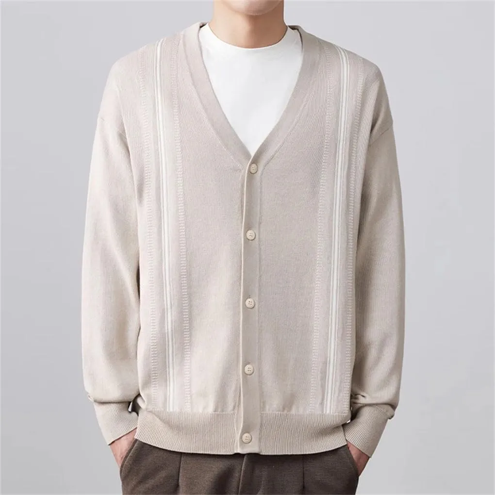 Men's Streetwear Retro Long Sleeve Cardigan Sweater Patchwork Leisure V Neck Button-Down Knitwear