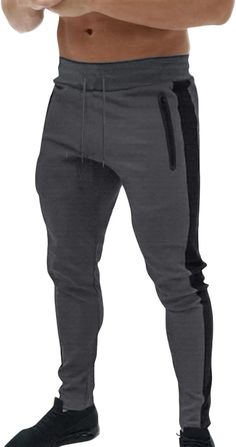 Mens Sweatpants with Pockets Big and Tall Pant Slim fit Basic Trouser with Pocket Men's Personality Casual Drawstring