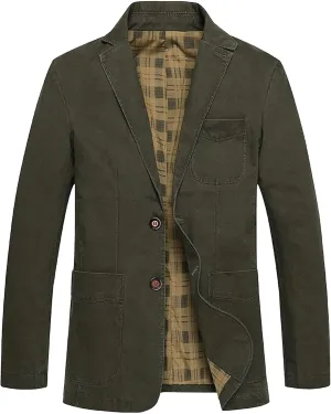 Men's Tailored Slim Denim Blazer Wrinkle Resistant Office Casual Jacket Multiple Color Choices
