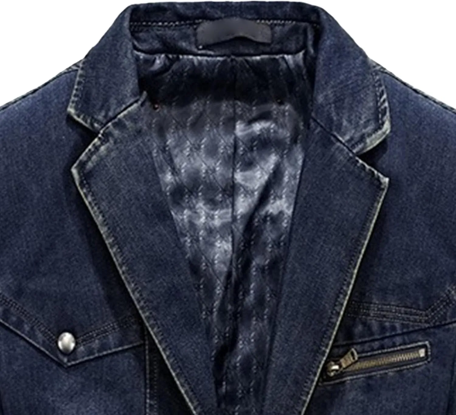 Men's Tailored Slim Denim Blazer Wrinkle Resistant Office Casual Jacket Multiple Color Choices
