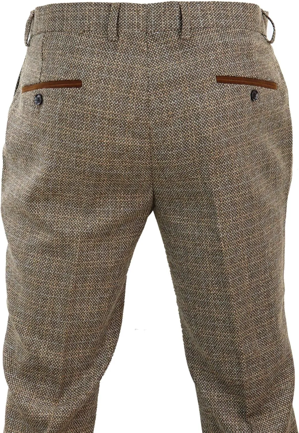 Mens Trousers Tweed Check Vintage Retro Blinders Tailored Fit 1920s