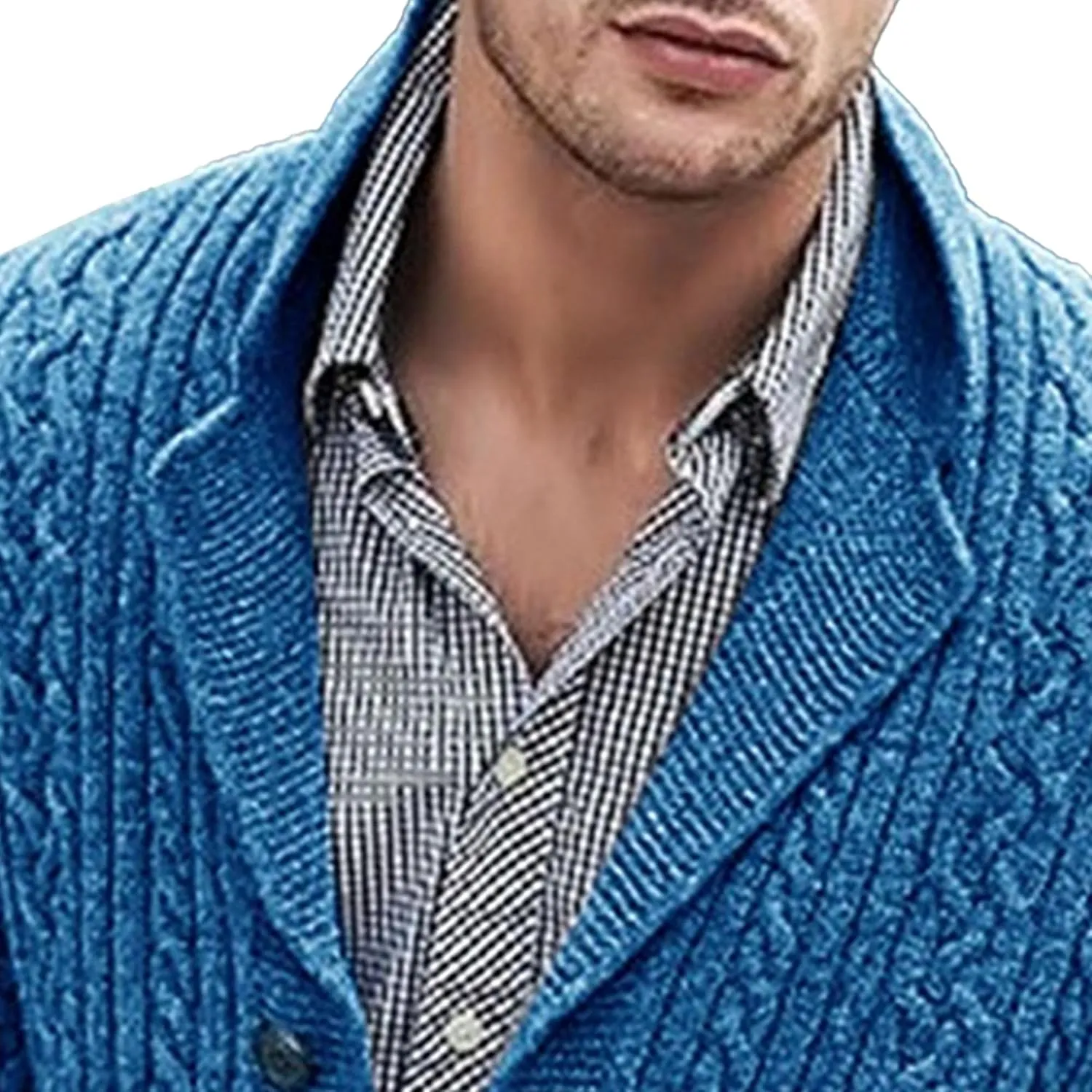 Men's Twisted Shawl Collar Knitwear Slim Fit Button Down Sweaters Long Sleeve Zipper Sweater Jackets Big and Tall