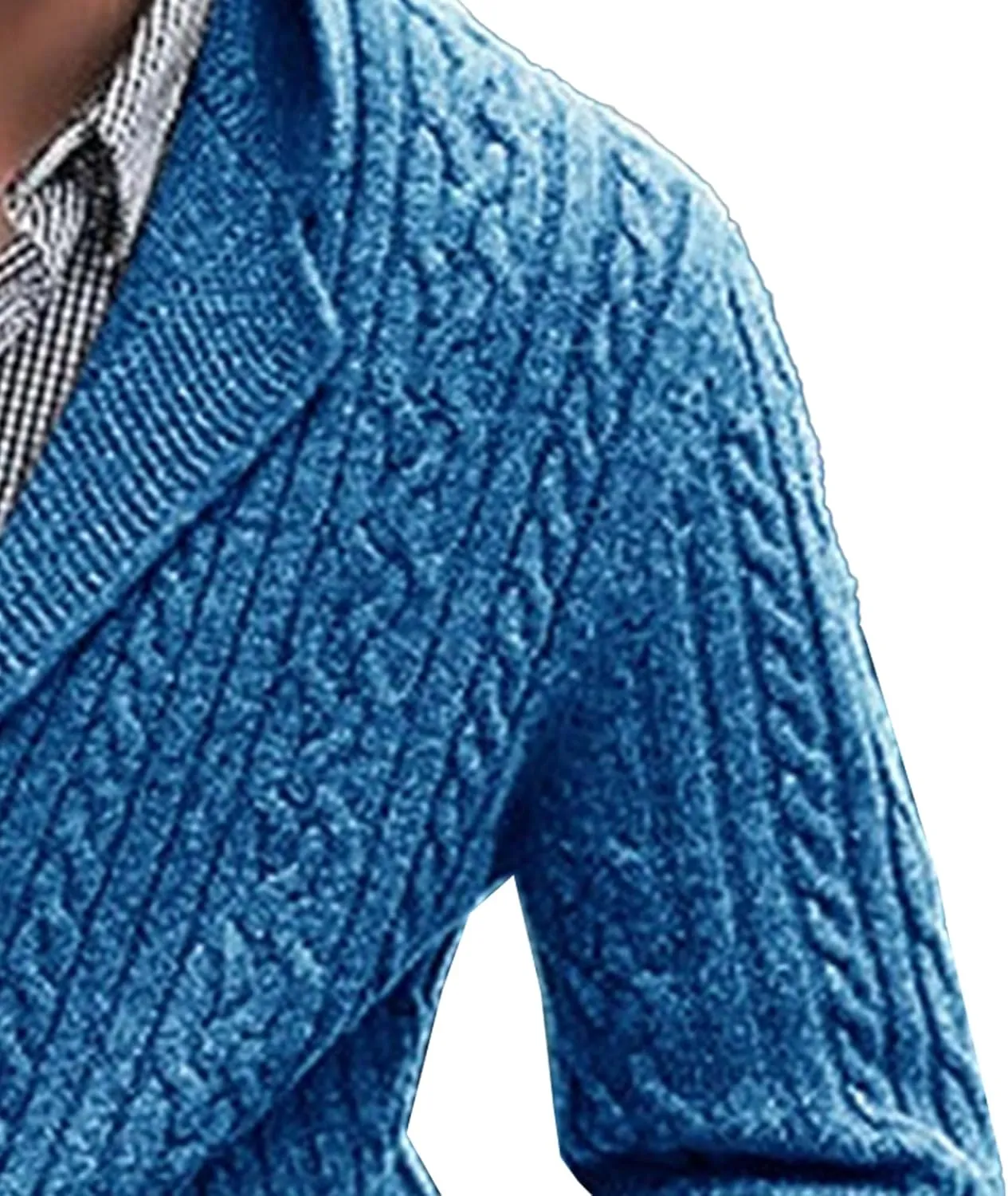 Men's Twisted Shawl Collar Knitwear Slim Fit Button Down Sweaters Long Sleeve Zipper Sweater Jackets Big and Tall
