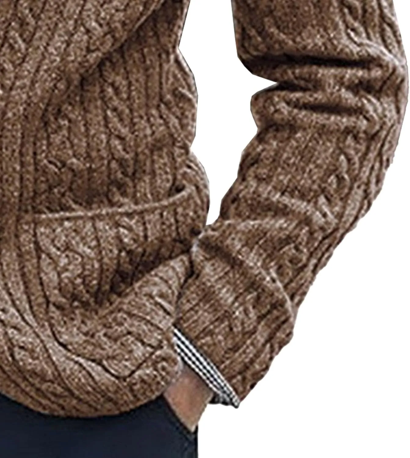 Men's Twisted Shawl Collar Knitwear Slim Fit Button Down Sweaters Long Sleeve Zipper Sweater Jackets Big and Tall