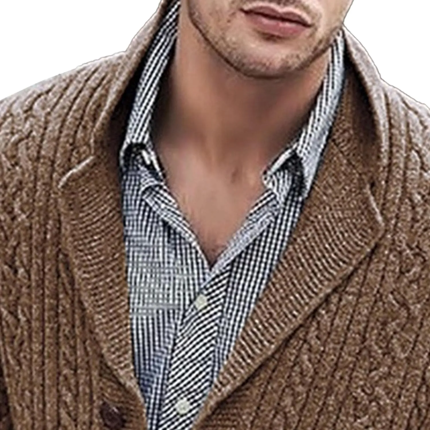Men's Twisted Shawl Collar Knitwear Slim Fit Button Down Sweaters Long Sleeve Zipper Sweater Jackets Big and Tall
