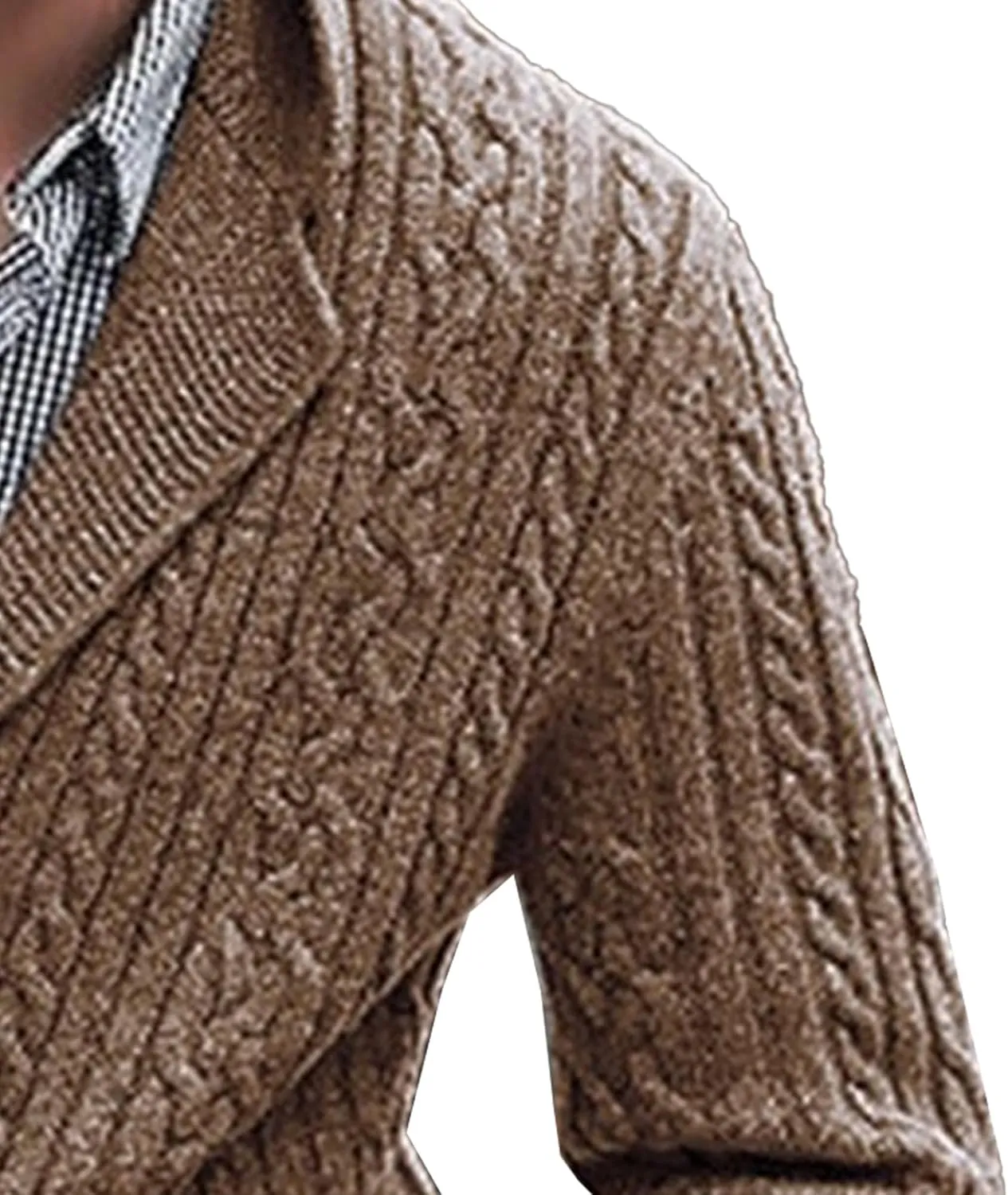 Men's Twisted Shawl Collar Knitwear Slim Fit Button Down Sweaters Long Sleeve Zipper Sweater Jackets Big and Tall