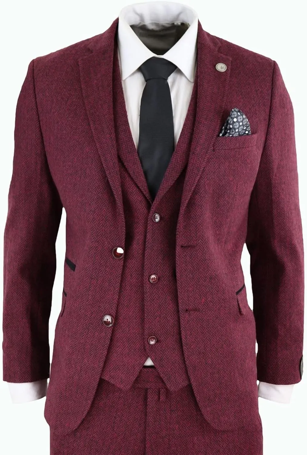 Mens Wool 3 Piece Suit Tweed Olive Green Black Tailored Fit Classic